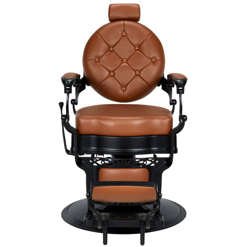 Barber chair check brown front view 