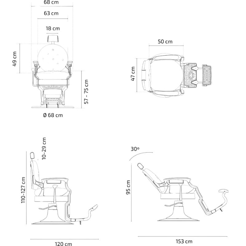 barber chair check gold sizes