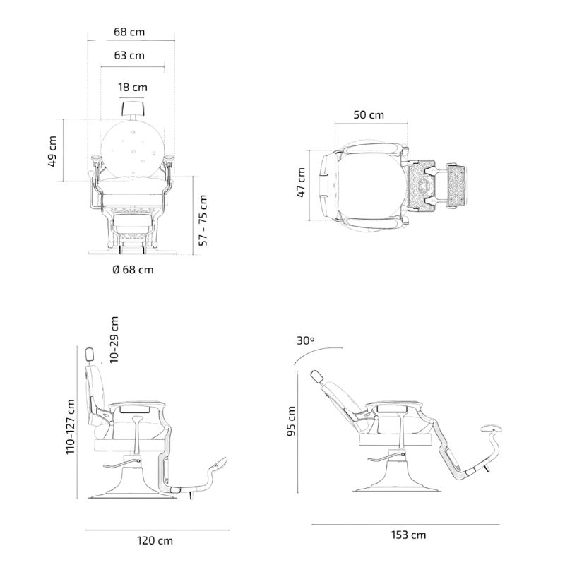 Barber chair Check Grey sizes 