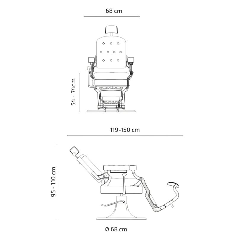 Jones black barber chair sizes 