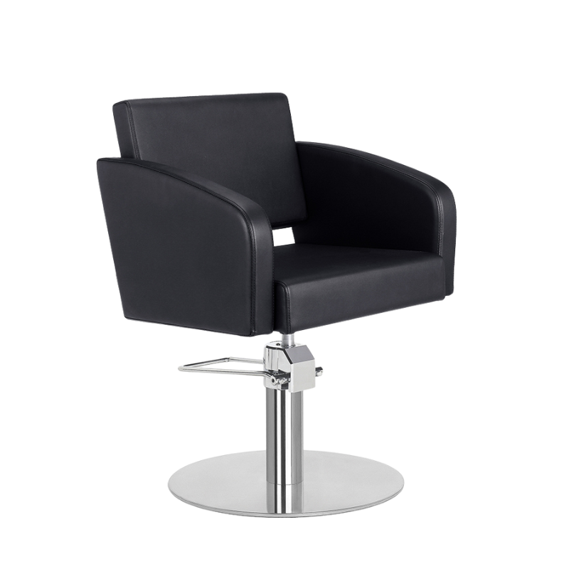 Salon Chair Loris Black Silver Circle Base