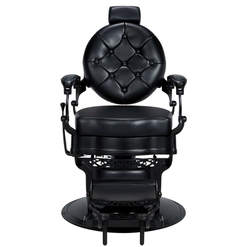 Barber chairs check black front view 