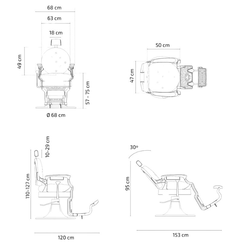 Barber chair Clint black sizes 