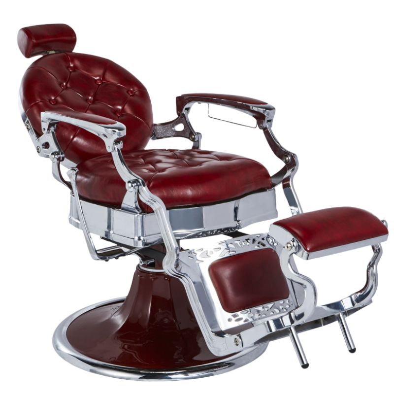 barber chair kirk R red barber chairs extended close view 