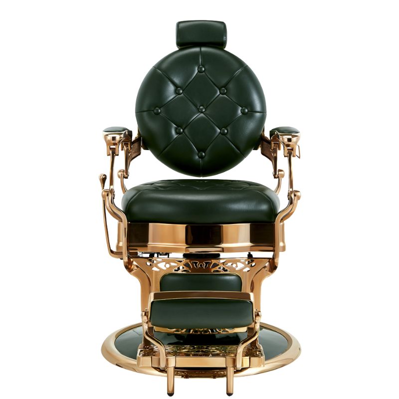 Green copper barber chair kirk Grs front view 