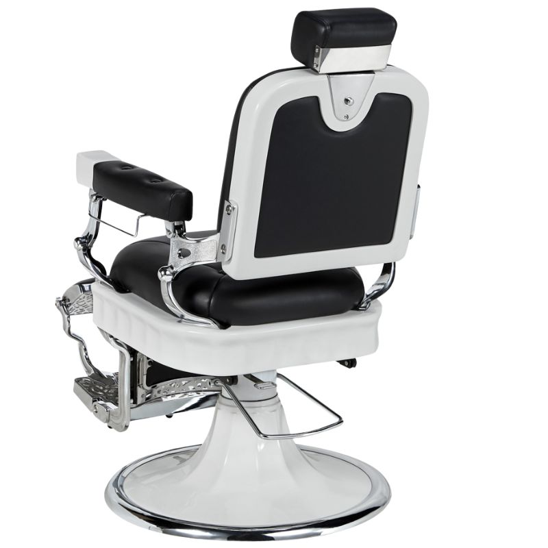 barber chairs jones black barbering chair rear view black seat white frame