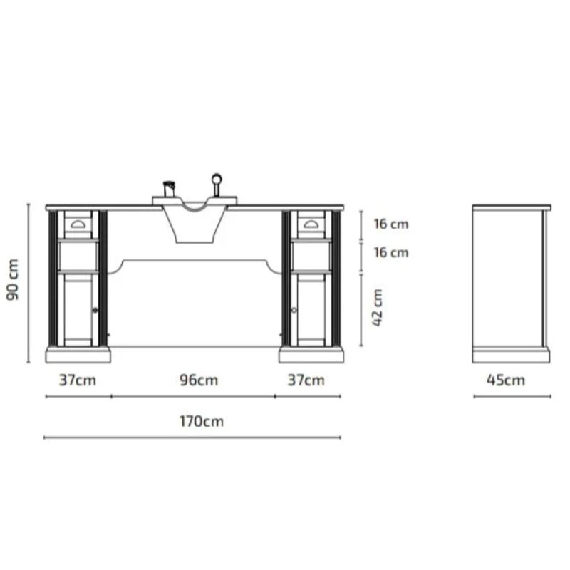 barber station basin dimensions