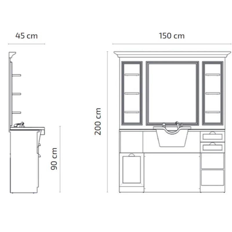 jules black barber station dimensions